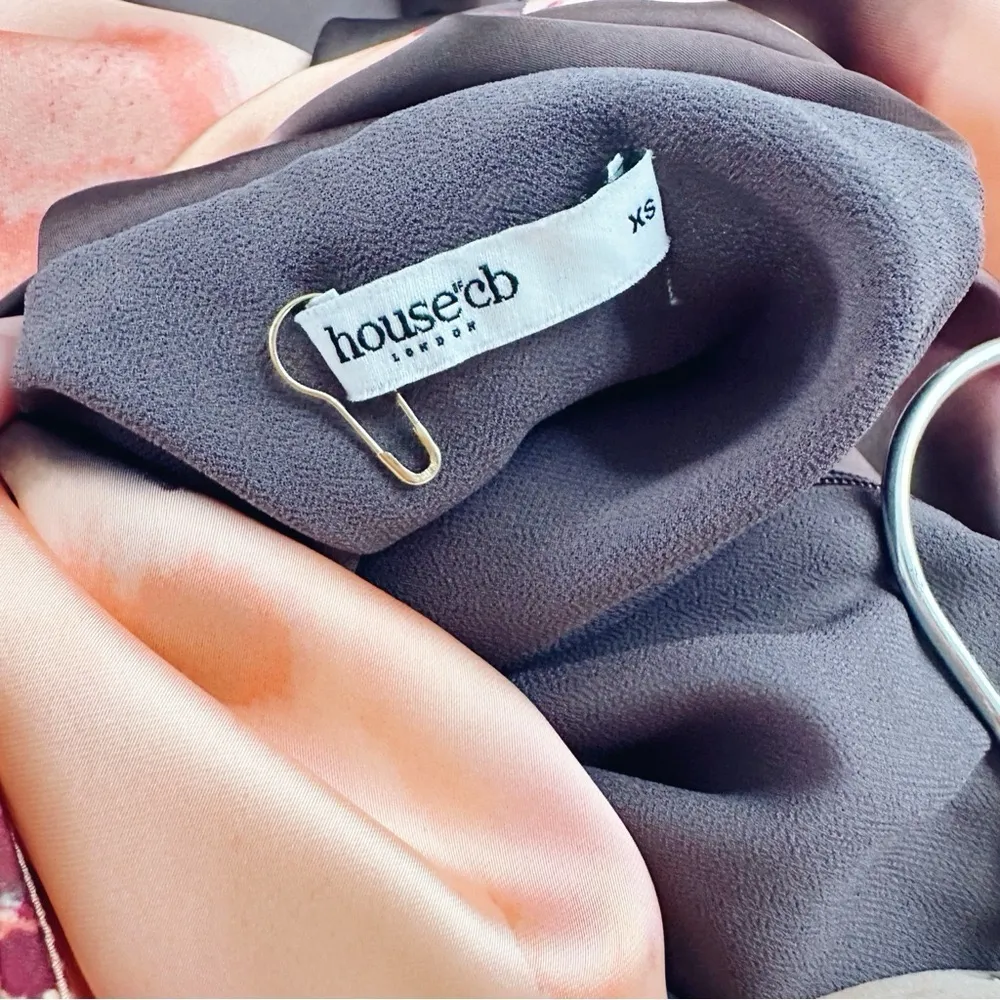 House of CB Mariamma Dark Brown Floral Printed Satin Maxi Dress - Image 13