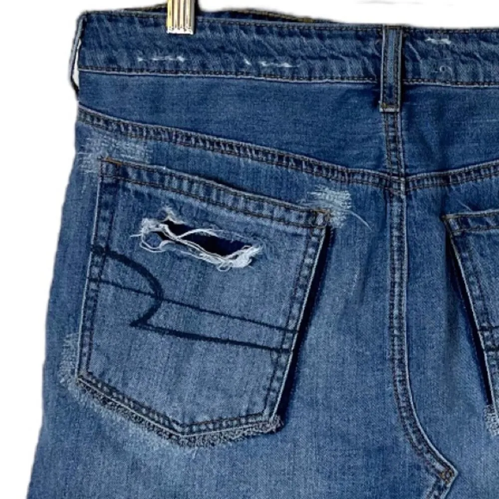 American Eagle Denim Jean Mini Skirt Distressed Raw Hem Cotton Women’s Size 12 - Image 7