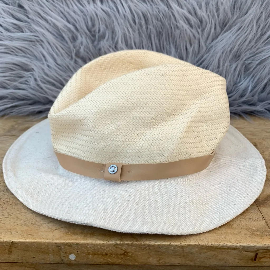 Rag and Bone Neutral Straw Hat with Cotton Brim - Image 2