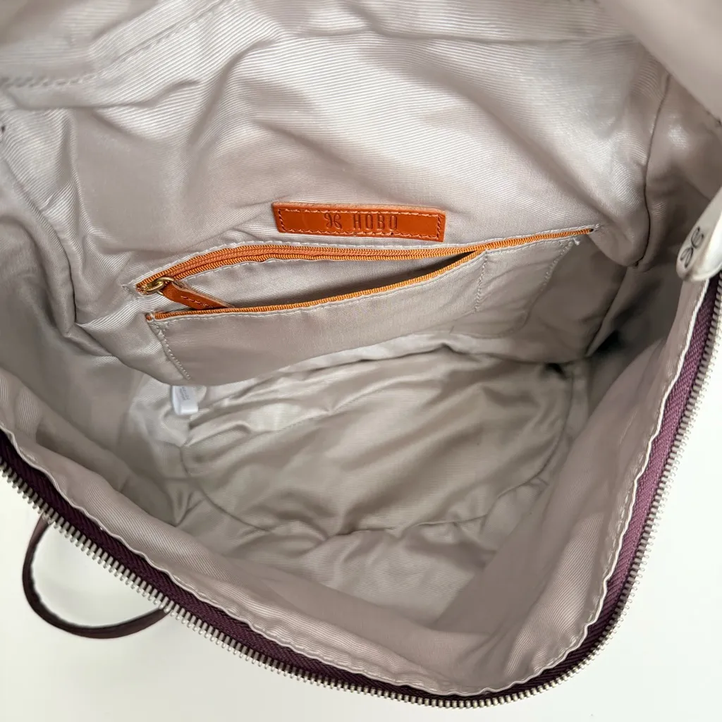 Hobo River Backpack Purse Leather Boho Bohemian Travel Wine Plum Graphite Silver - Image 12