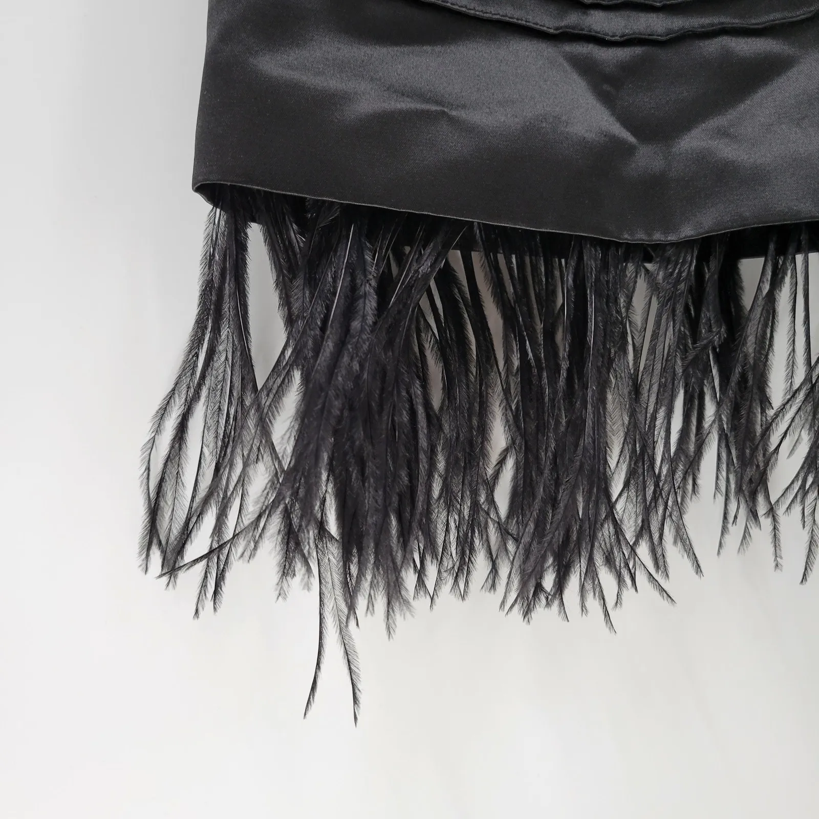 Max and Cleo Maralin Satin Dress Womens 12 Black Feathers Holiday Cocktail - Image 16