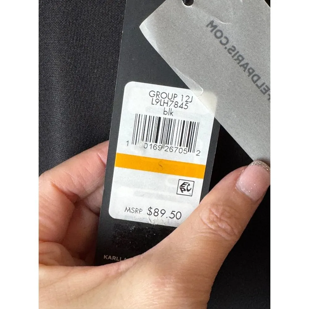 Karl Lagerfeld Shirt Women Small Black Lace Panel Blouse Whimsigoth Gothic NWT - Image 8