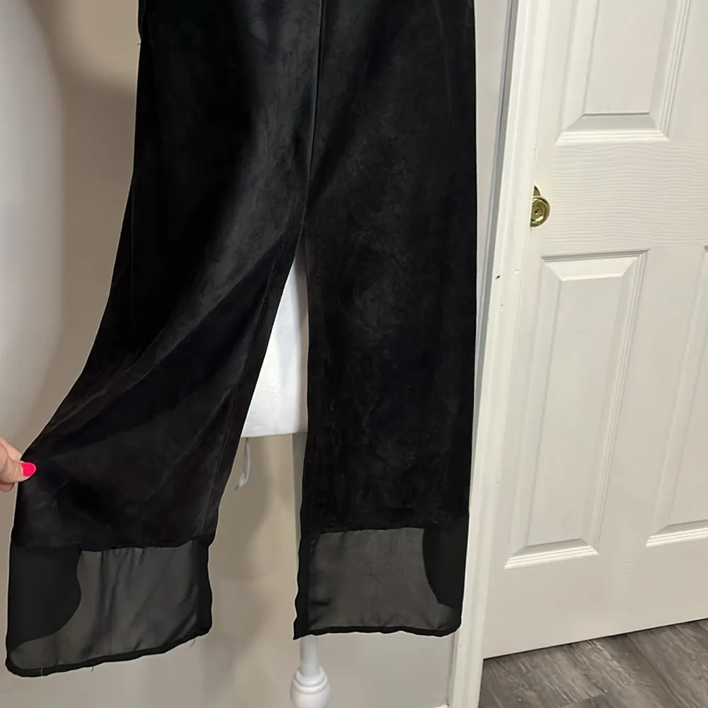 Anthropologie NWOT She + Sky faux black suede tank keyhole high low sheer hem S - Image 6