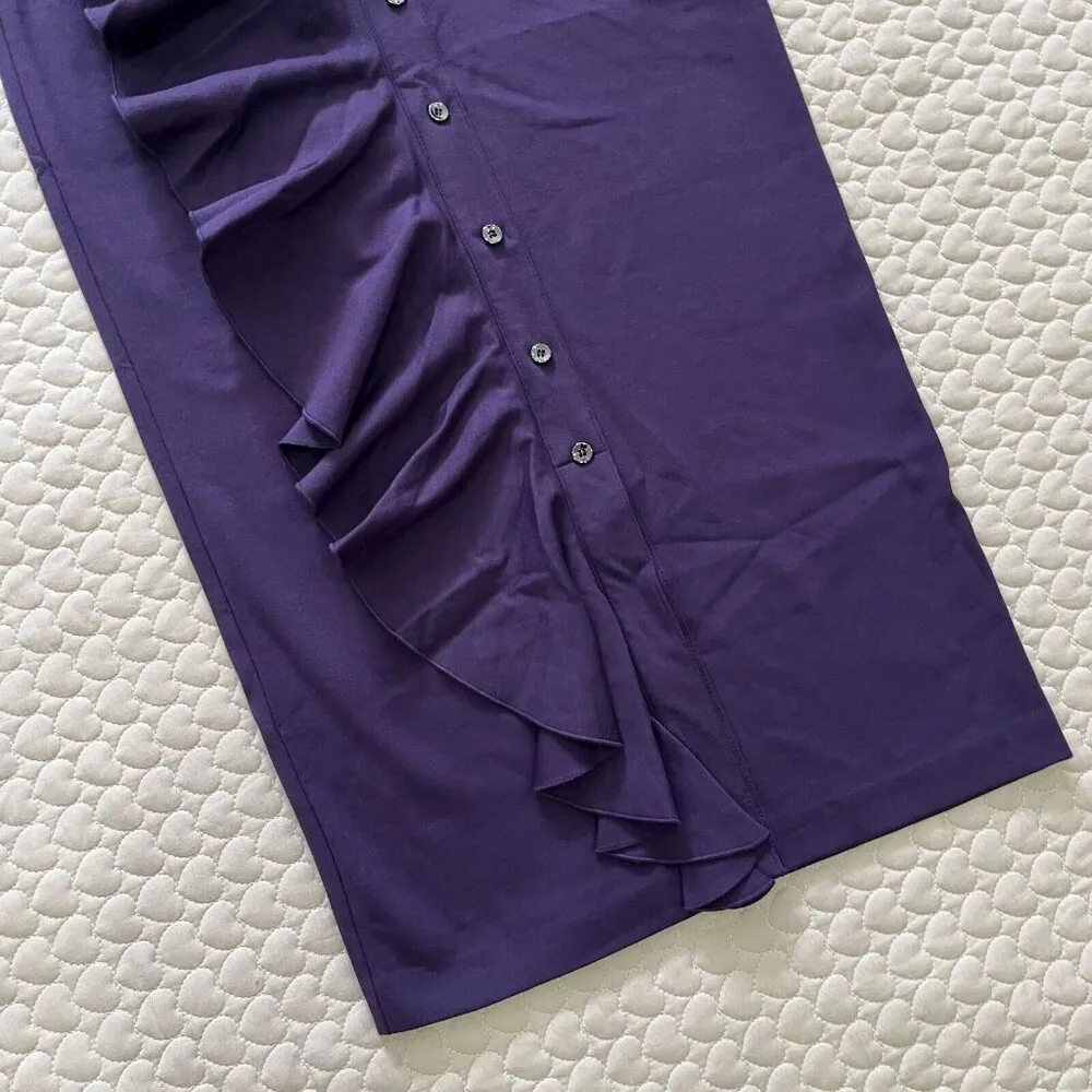 NWOT BCBGmaxazria Ruffle Midi Skirt Women's Size M Purple - Image 3
