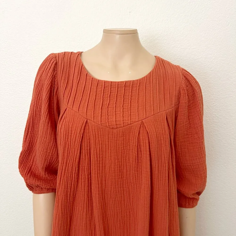 [Anthropologie] Saturday Sunday Burnt Orange Sandrah Tunic Mini Dress Flowy XS - Image 3