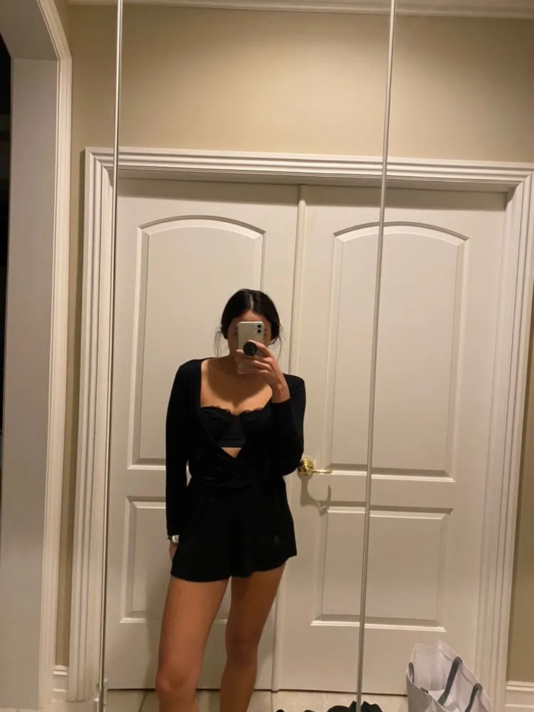 Black Deep V Romper Size 6 - Image 2