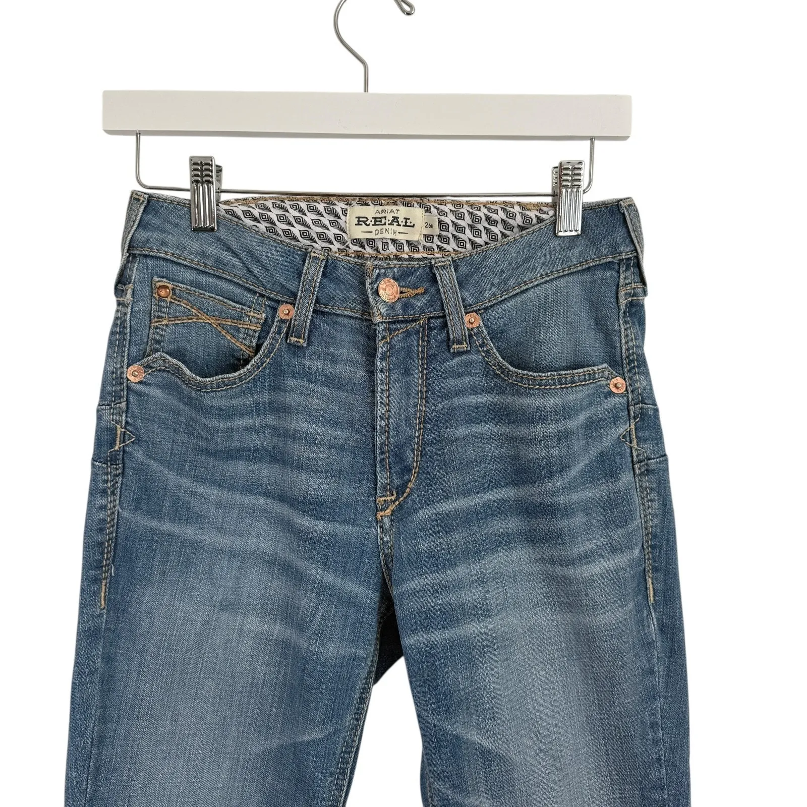 Ariat REAL High Rise Boot Jeans Western Country Rodeo Cowgirl Hemmed Womens 26 - Image 2