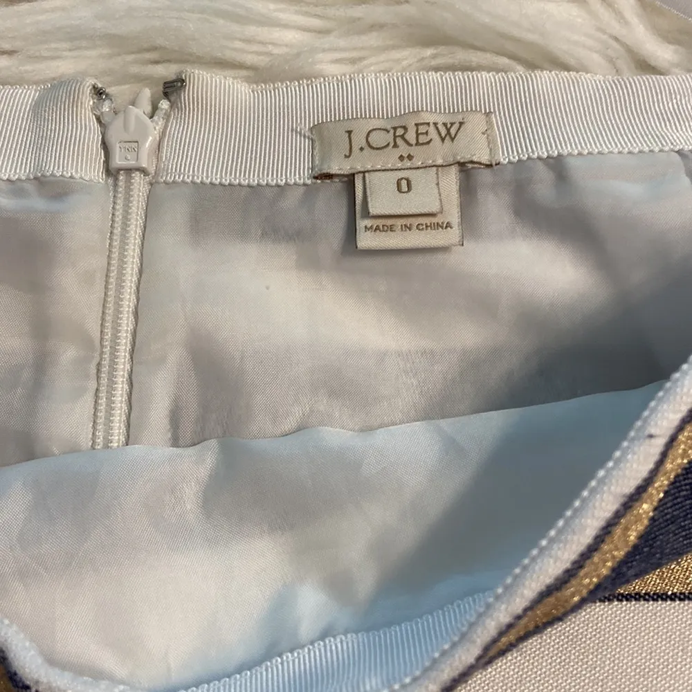 J.Crew Skirt size 0 condition is good color is gold with blue and white - Image 13