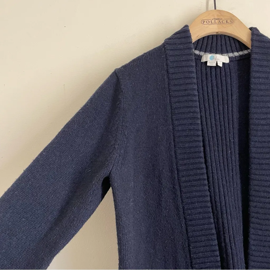 Boden Wool Alpaca Blend Open Front Cardigan Sweater Jacket Coatigan Navy size S Blue - Image 3