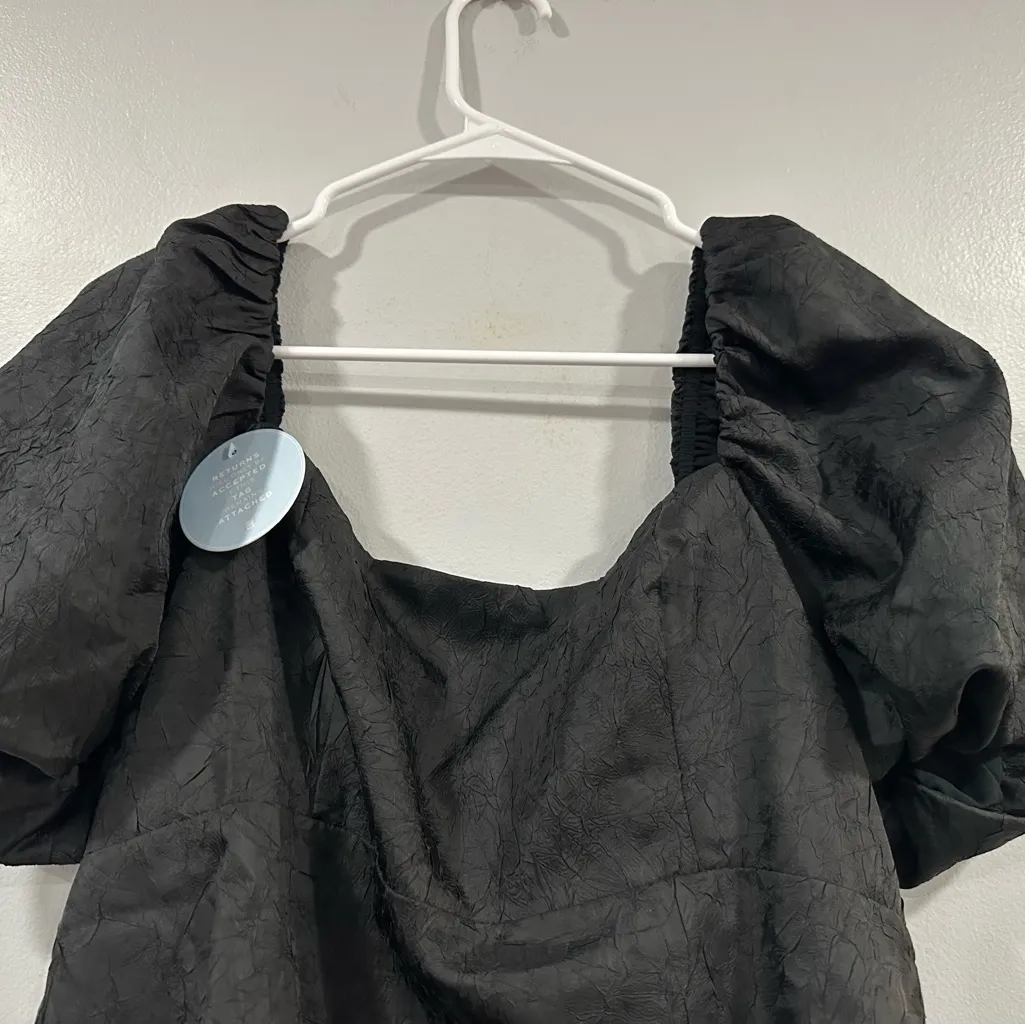 Hill House The Matilda Top Black Puff Sleeve Blouse Large L - Image 3