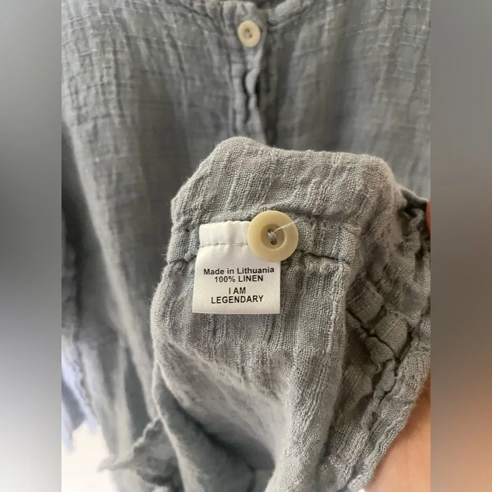 FLAX 100% Linen Blue Long Sleeve Top‎ ( S ) - Image 3