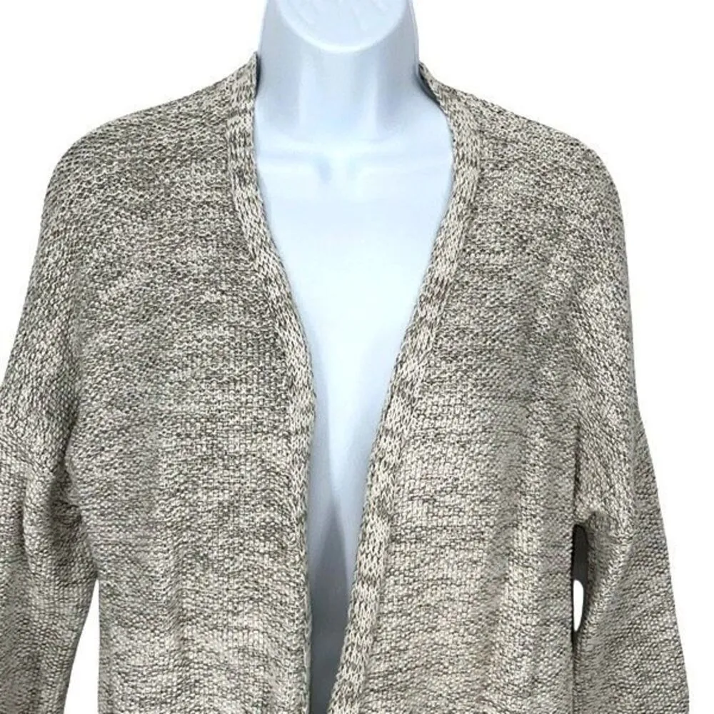 LOFT Outlet Womens Cotton Fringe Hem Open Front Cardigan Sweater Gray Size Small - Image 2