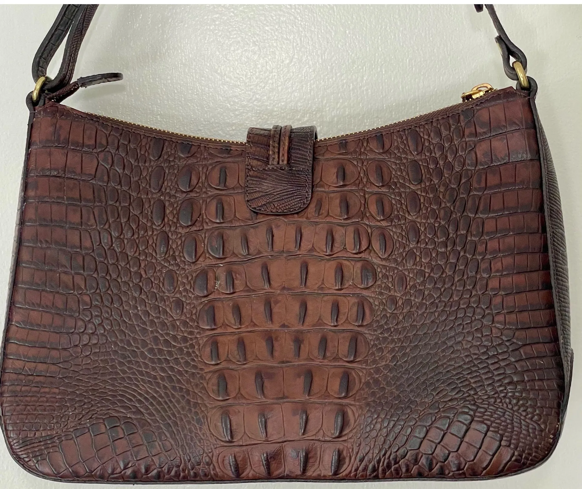 Vintage  Isabelle Croc Embossed Leather Shoulder Bag - Image 14