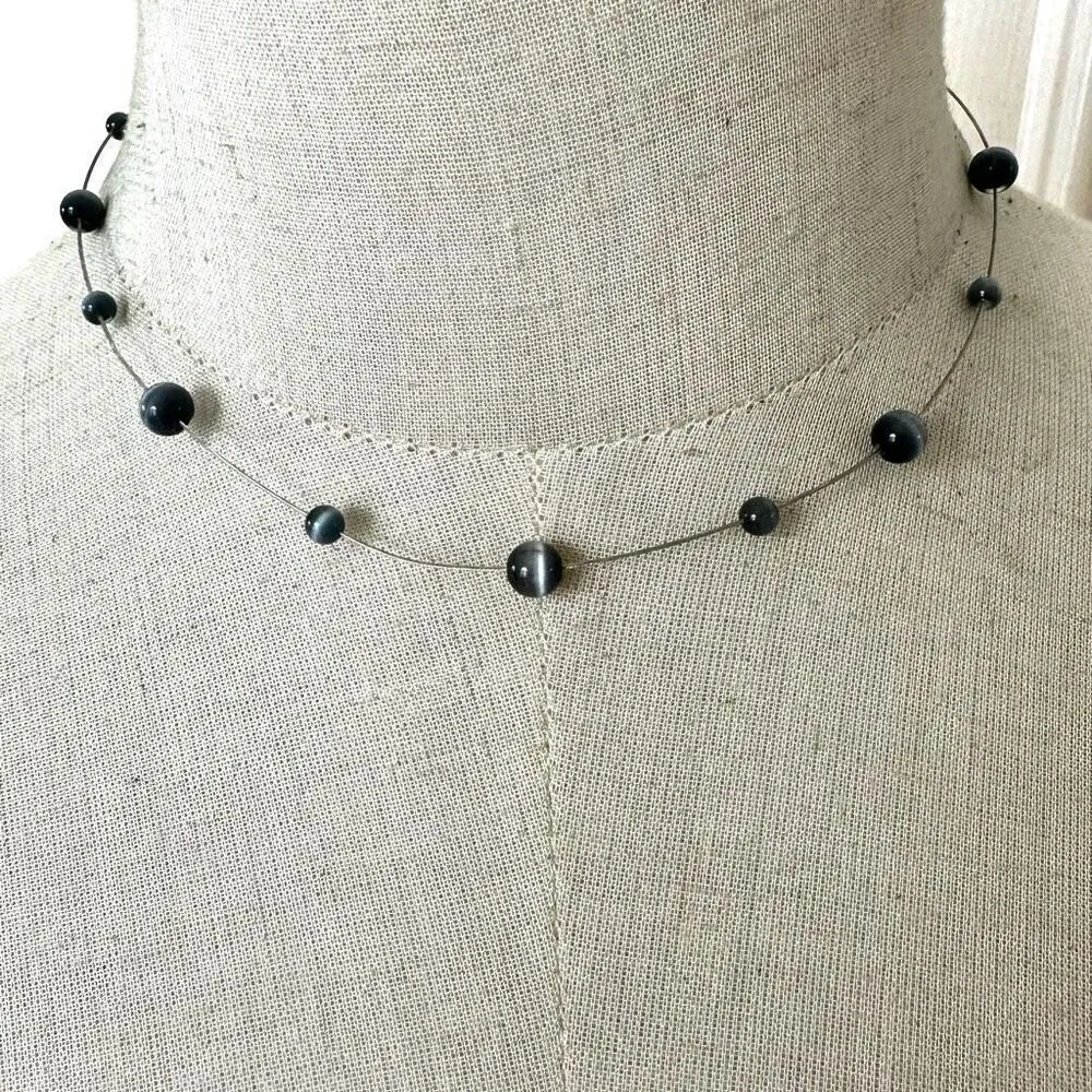 Kenneth Cole Gray cats eye floating bead necklace - Image 2