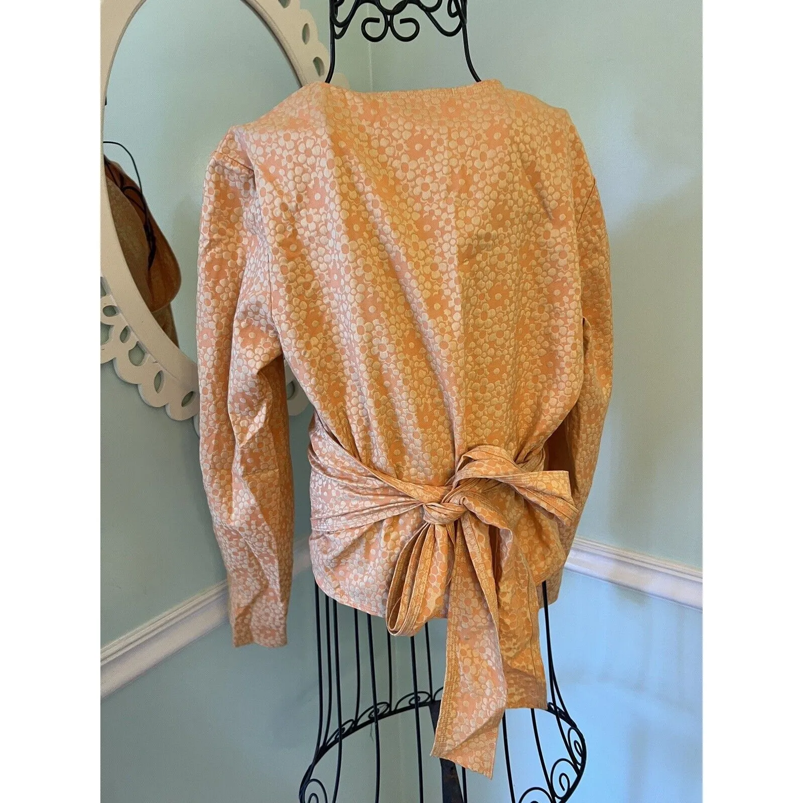 SAMSOE & Samsoe floral wrap top in coral flowers NWT Orange Size M - Image 5