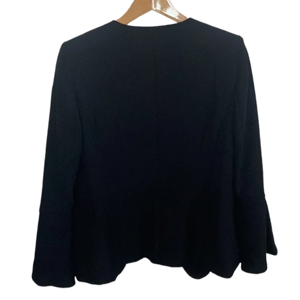 Catherine by Catherine Malandrino black flutter bell sleeve open blazer size 10 - Image 3