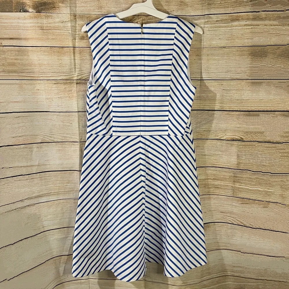 sailor striped v-neck sleeveless A-line dress women Size 12 - Image 4