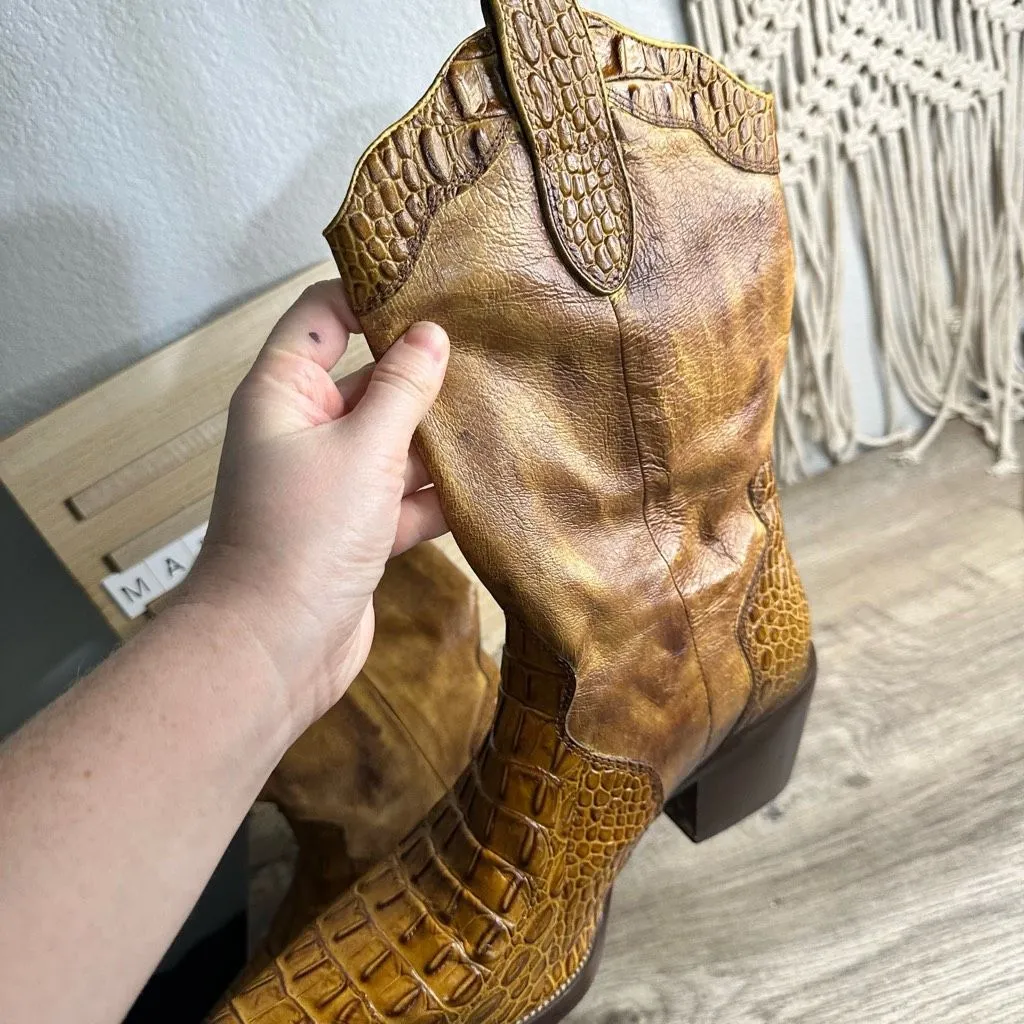 Miz Mooz Women’s 39 Faux Crocodile Western Cowgirl Boots - Image 8