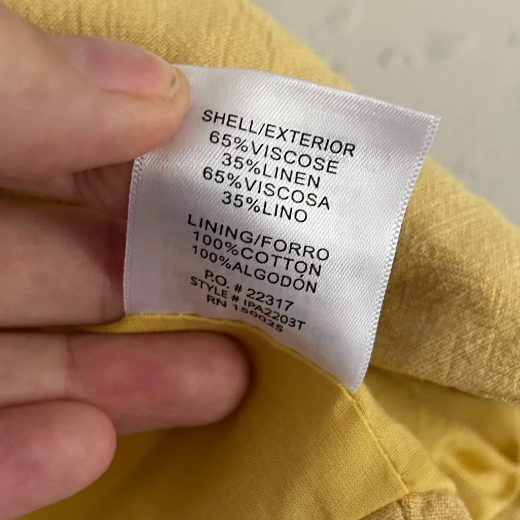 NWT Emory Park Pitaya Butter Linen Blend Yellow Button-Up Halter Vest Casual - Image 5