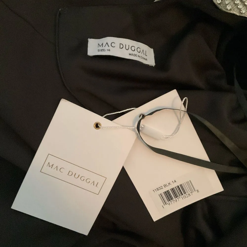 Mac Duggal 11832 Black Long Sleeve Taffeta 3D Flower Ball Gown Dress - Image 14