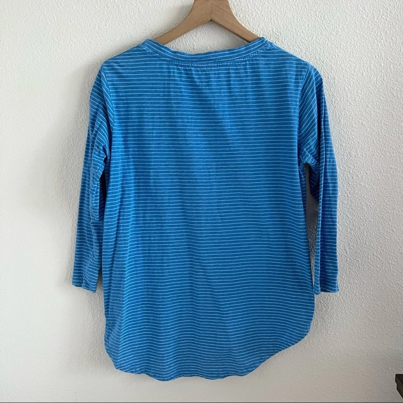 Fresh Produce Catalina Nautical Anchor Striped ¾ Sleeve Rounded Hem Top XS - Image 2