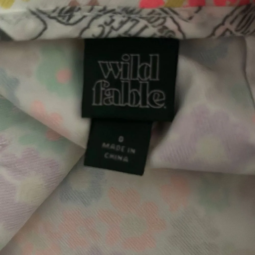 WILD FABLE Jean Mini Skirt Floral Print Notch Front Seamed  Size 0 - Image 2