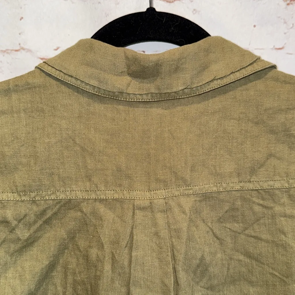 Sundance Sage Green popover Shirt blouse shirt sleeve xs collar linen - Image 6