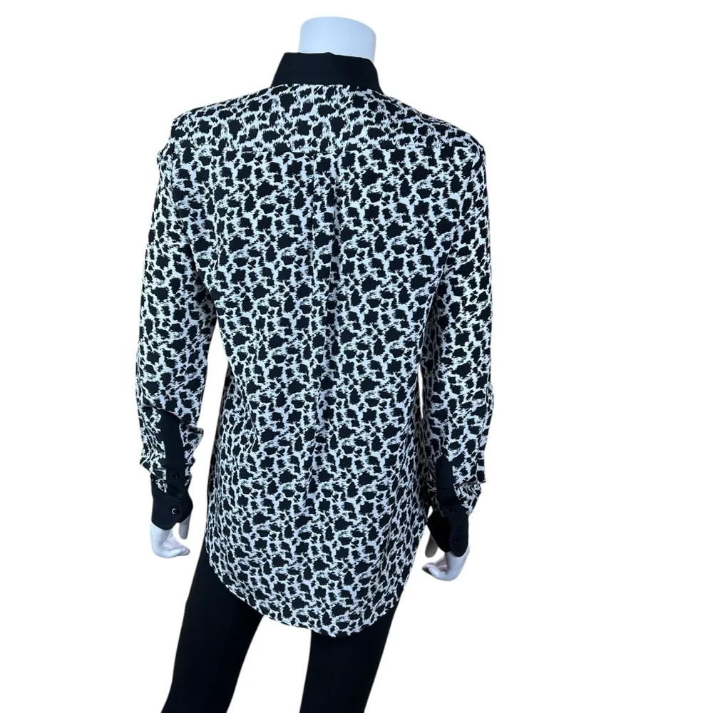 JOSEPH Leopard Print 100% Silk Button Down Blouse - Image 7