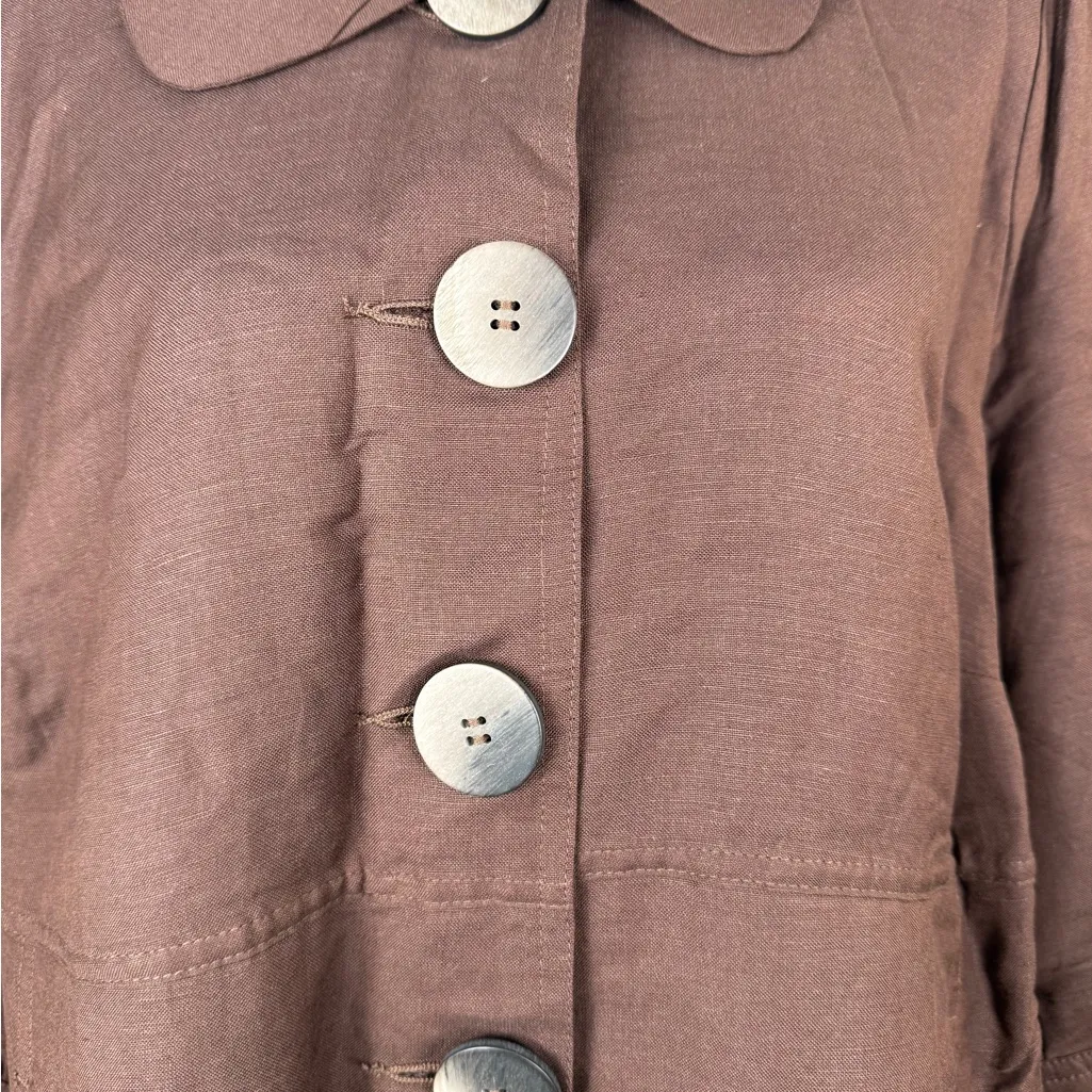 Avenue  Brown Trench Coat with Large Buttons - Image 4