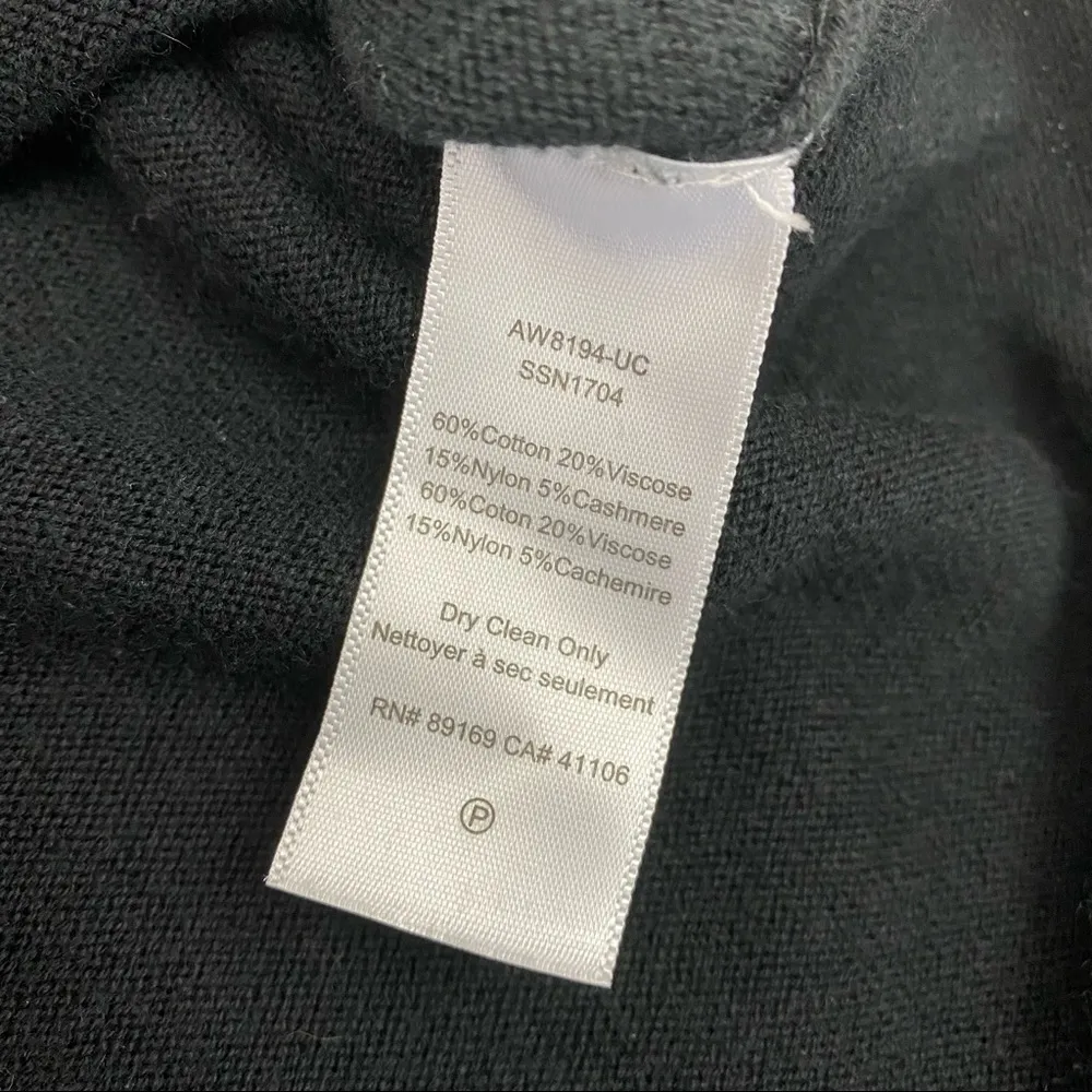 ATM Hooded Half Zip Cashmere Blend Poncho Sweater: Black Size undefined - Image 9