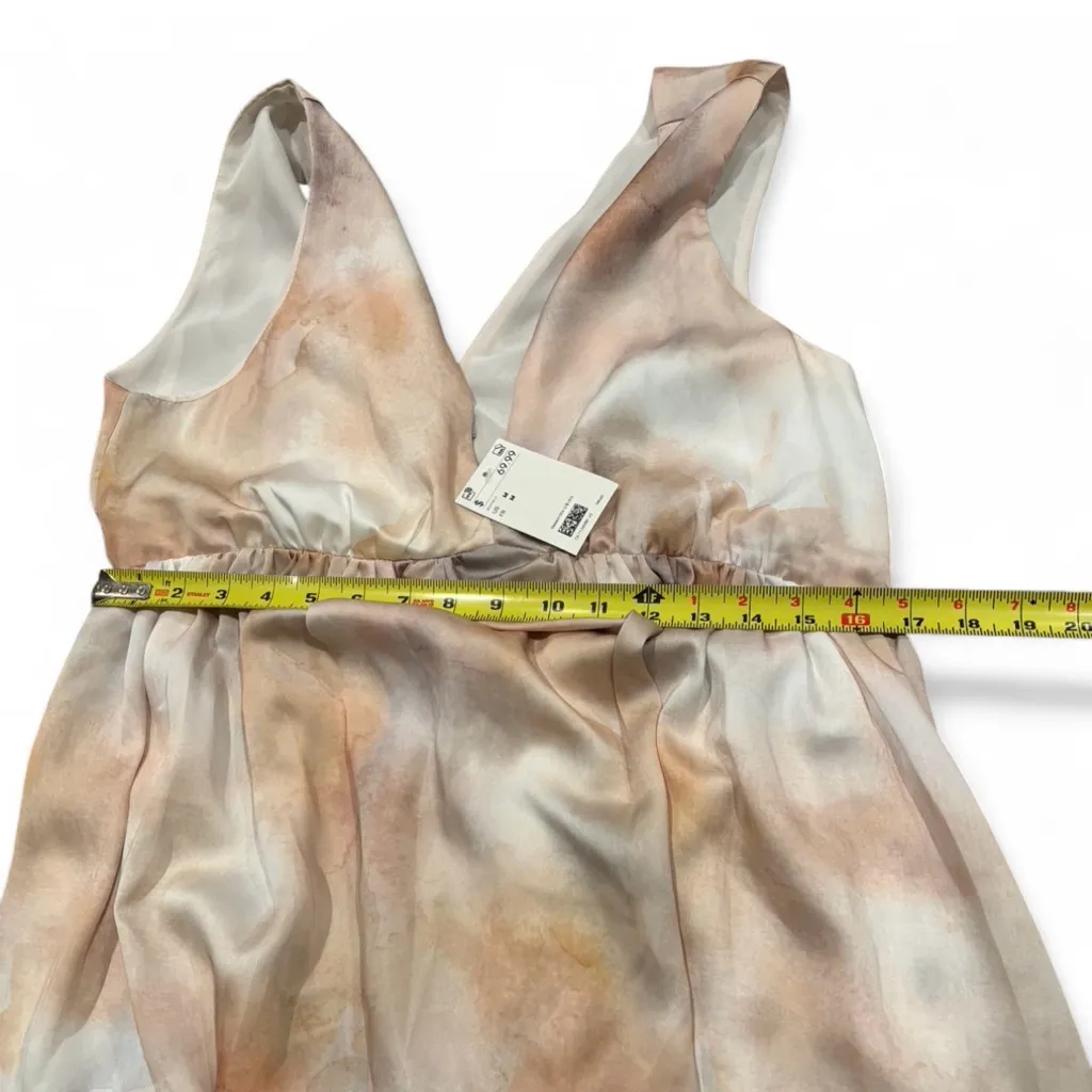 H&M Watercolor Cloud Print Maxi Dress Beige Size M NWT Wedding Guest Vacation - Image 10