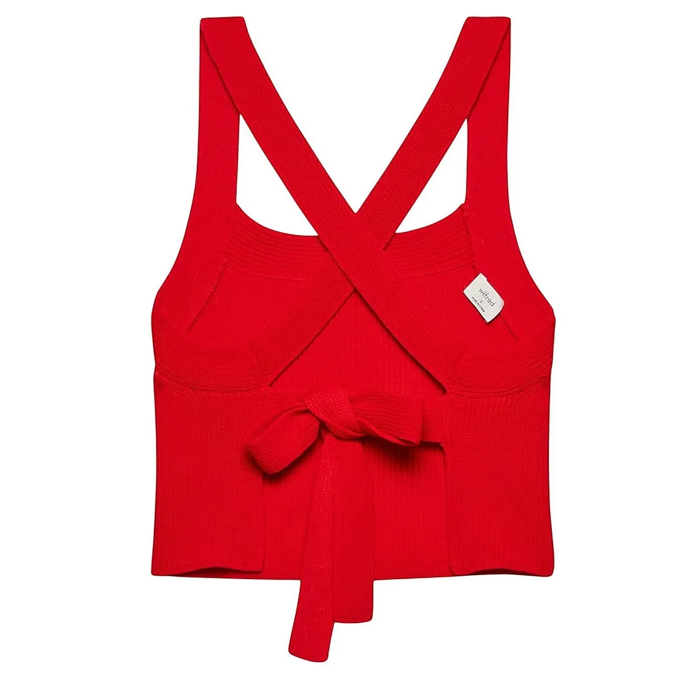Wilfred Aritzia  Cayenne Cropped Open Back Knit Tank Square Neck Red EUC - Image 2