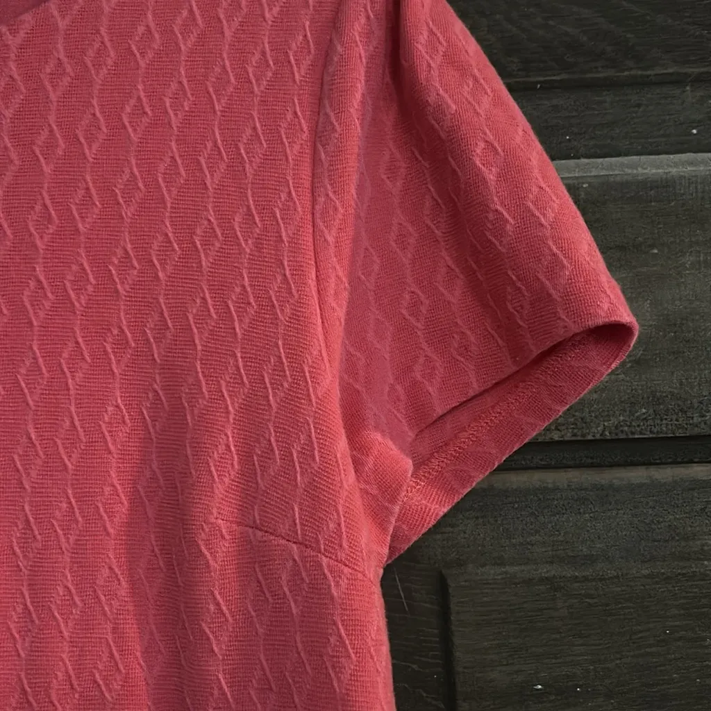 Anthropologie MAEVE Dress Size Small Coral Pink Short Sleeve Textured Shift‎ - Image 4