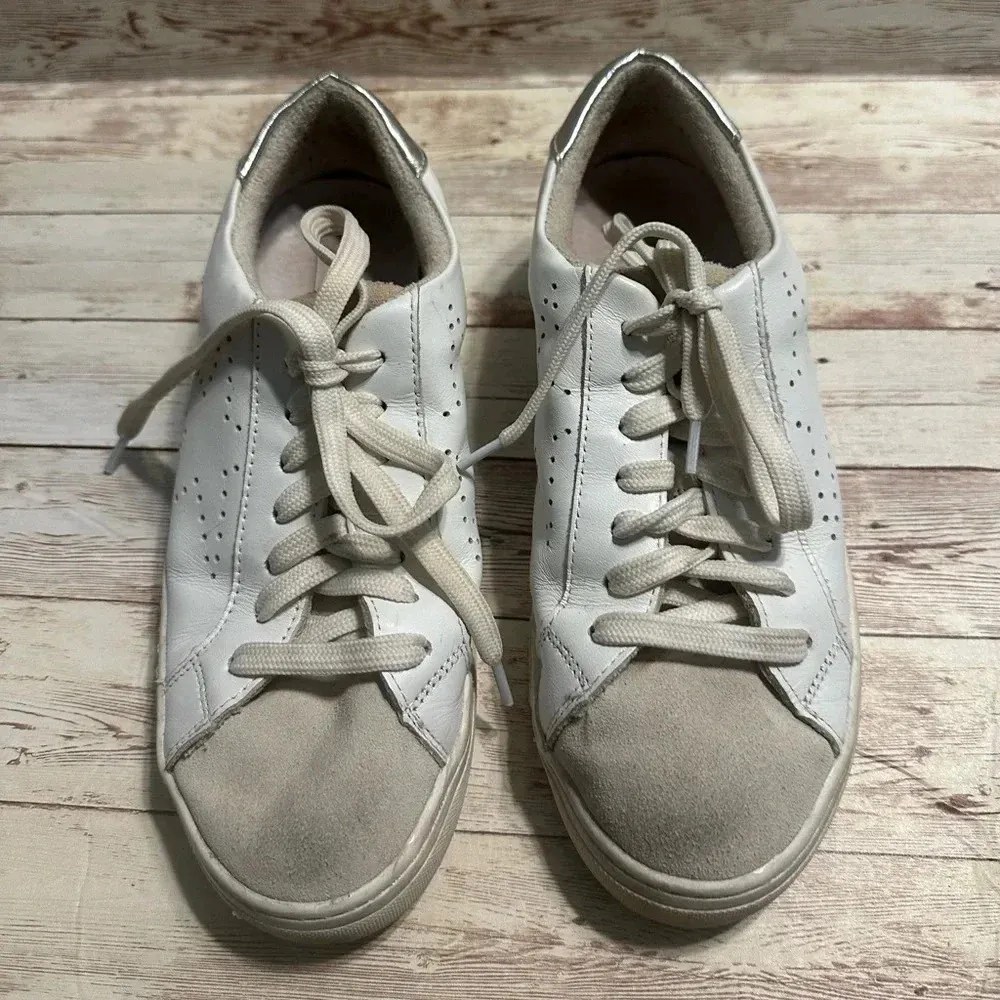 Steve Madden Steven Sneakers Women’s Size 7.5 White Leather Silver - Image 5