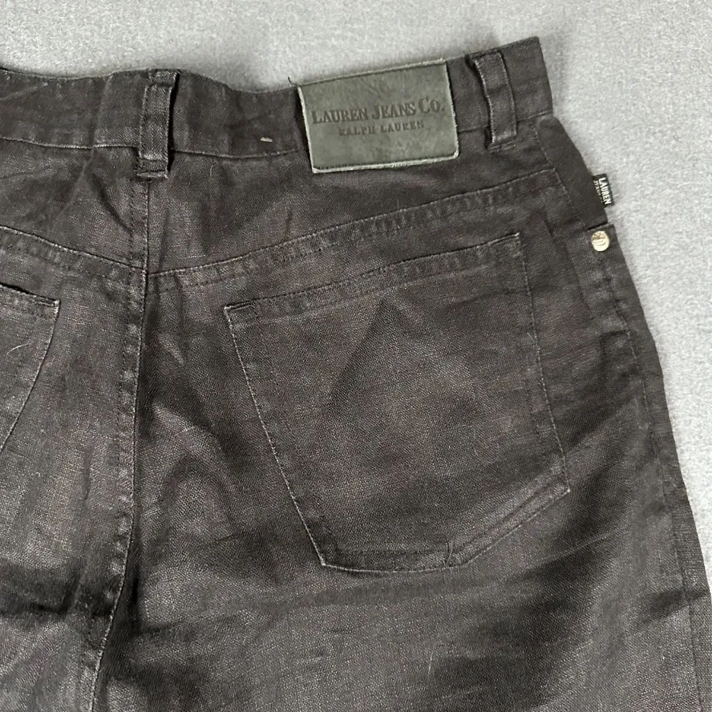 Vtg Lauren Jeans Co Womens 10P‎ Black Linen Pants Machine Washable Crops Ankle - Image 9