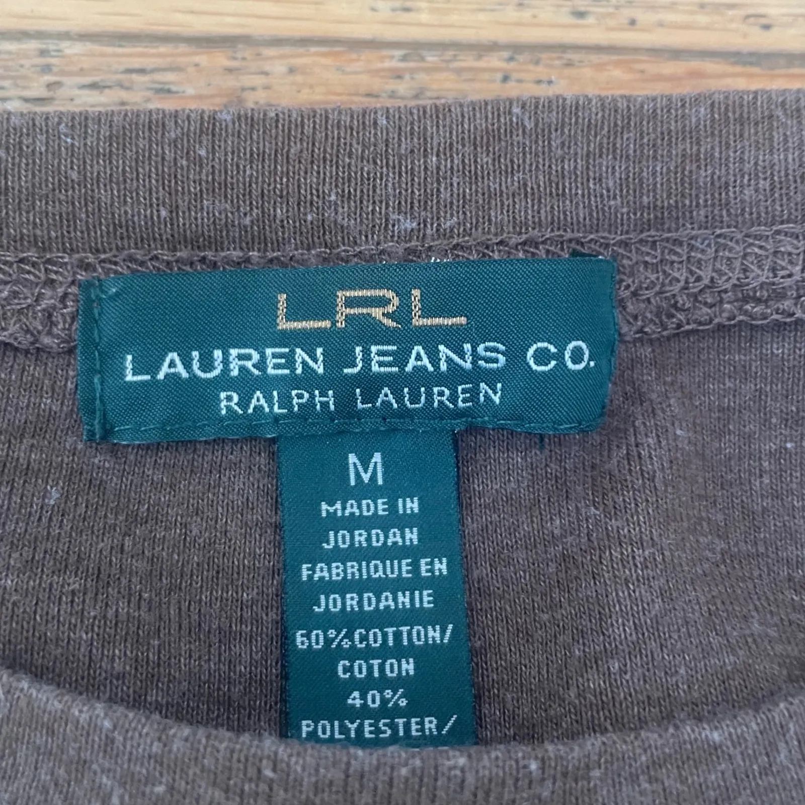 Ralph‎ Lauren women's long sleeved brown suede trim shirt, size medium - Image 2