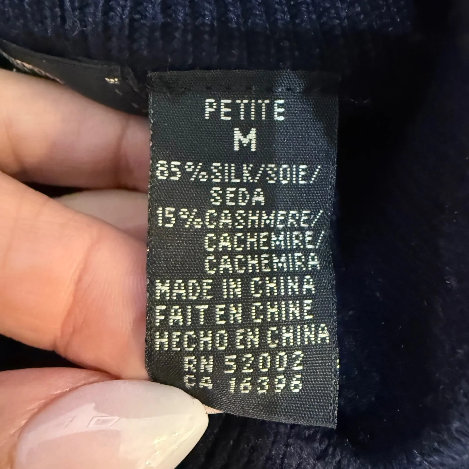 Liz Claiborne Petite Blue Silk Cashmere Blend Mock‎ Neck Sweater Womens Medium - Image 4