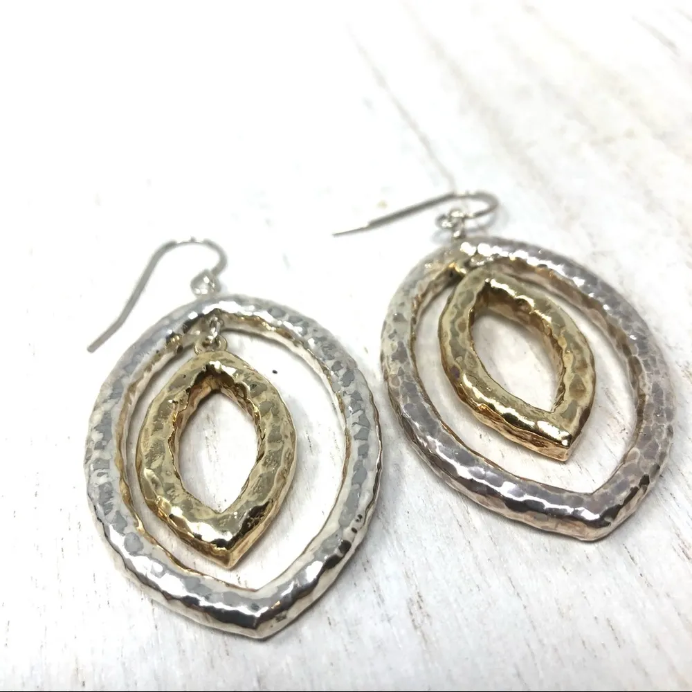 sterling silver dual tone hammered earrings - Image 3