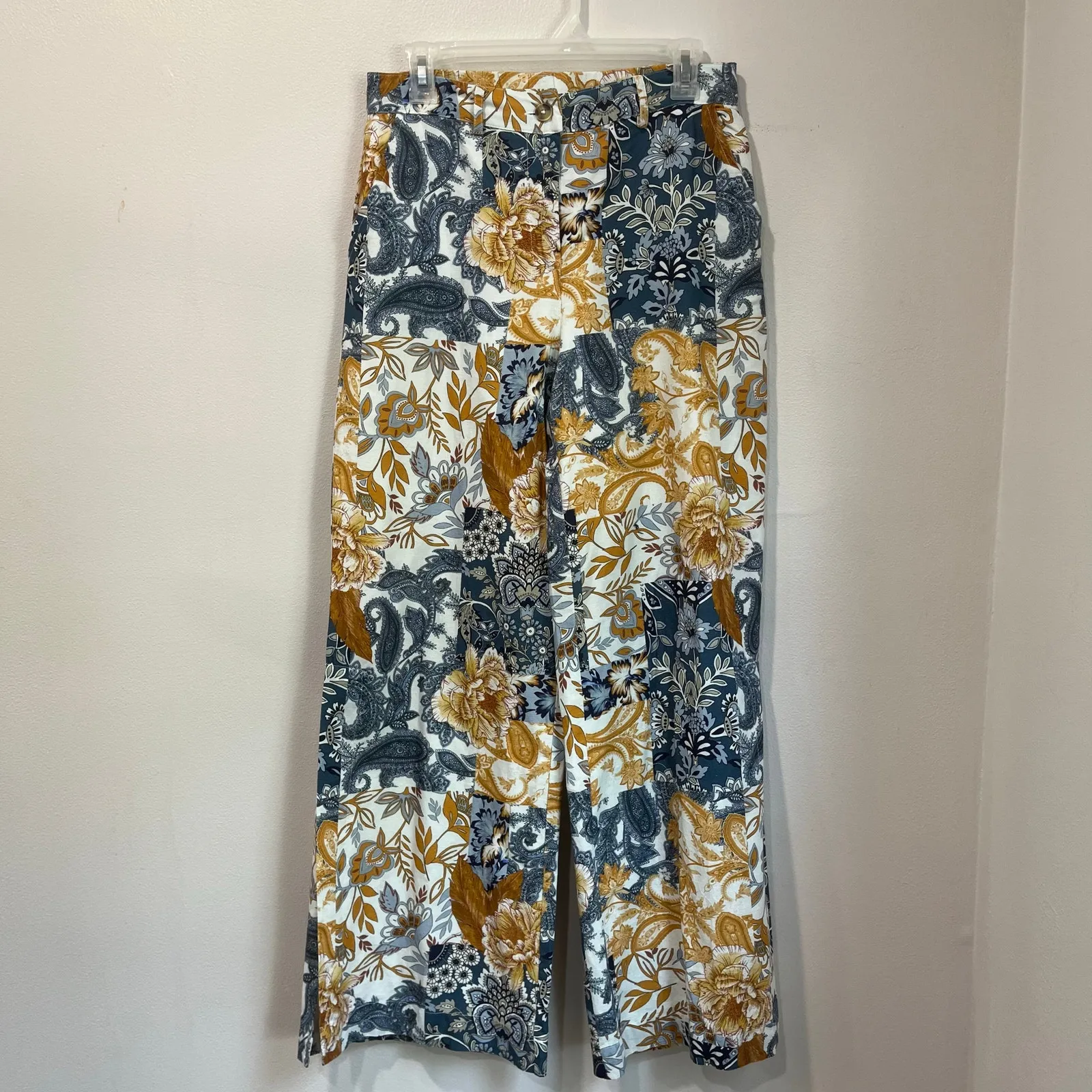 Boston Proper Women’s Wide Leg Pants Size 6 Boho Floral Print High Rise Retro - Image 2