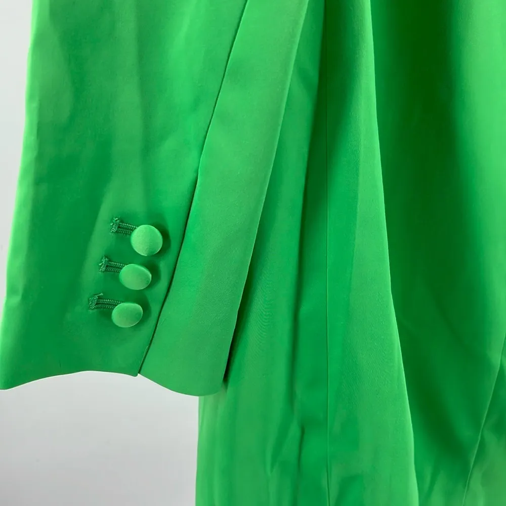 Kerrently the Drop green silky long blazer tie casual office holiday colorful Size L - Image 3