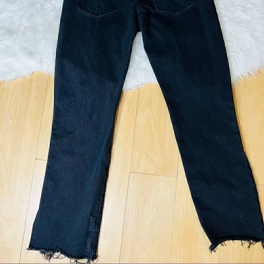 Anika black distressed casual modern streetwear style cutout sides jeans L Size L - Image 13