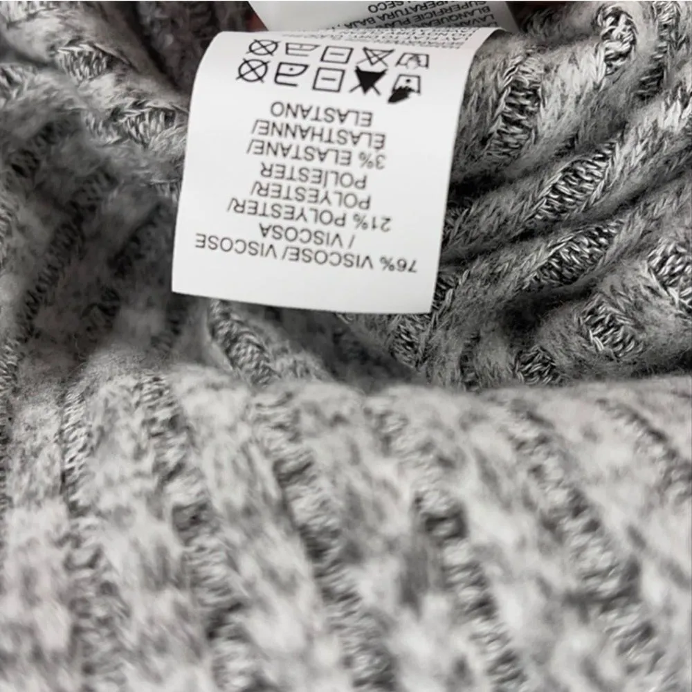 Lucky Brand Heather Grey Bonne Chance Hi-Low Ribbed Mock Cowl Neck Sweater - Image 5