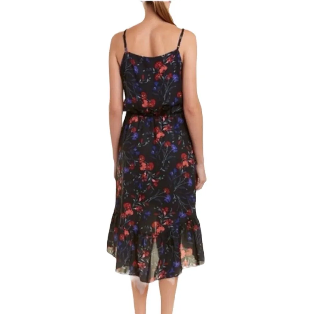 NWD Parker NY Black Floral High Low Ruffle Midi Dress Women’s Size Small - Image 2