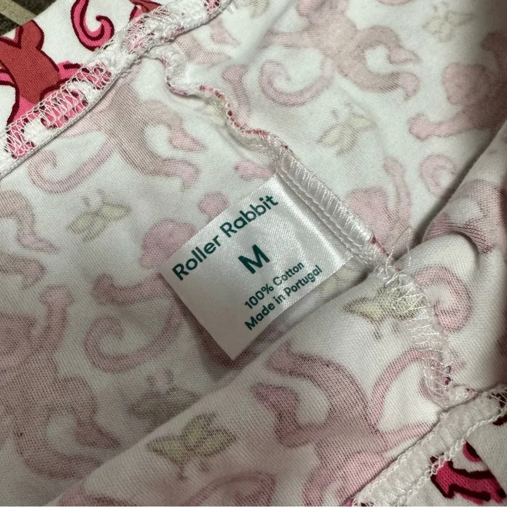 Roller Rabbit Original Monkey Print Pajamas Long PJ Set Pink Medium M $138 - Image 8