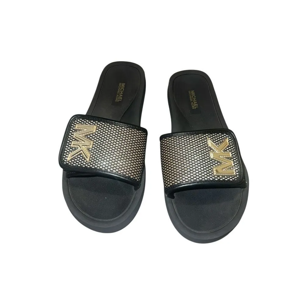 ✨Michael Kors MK Logo Slide Sz 7 Sandals✨ Black - Image 5