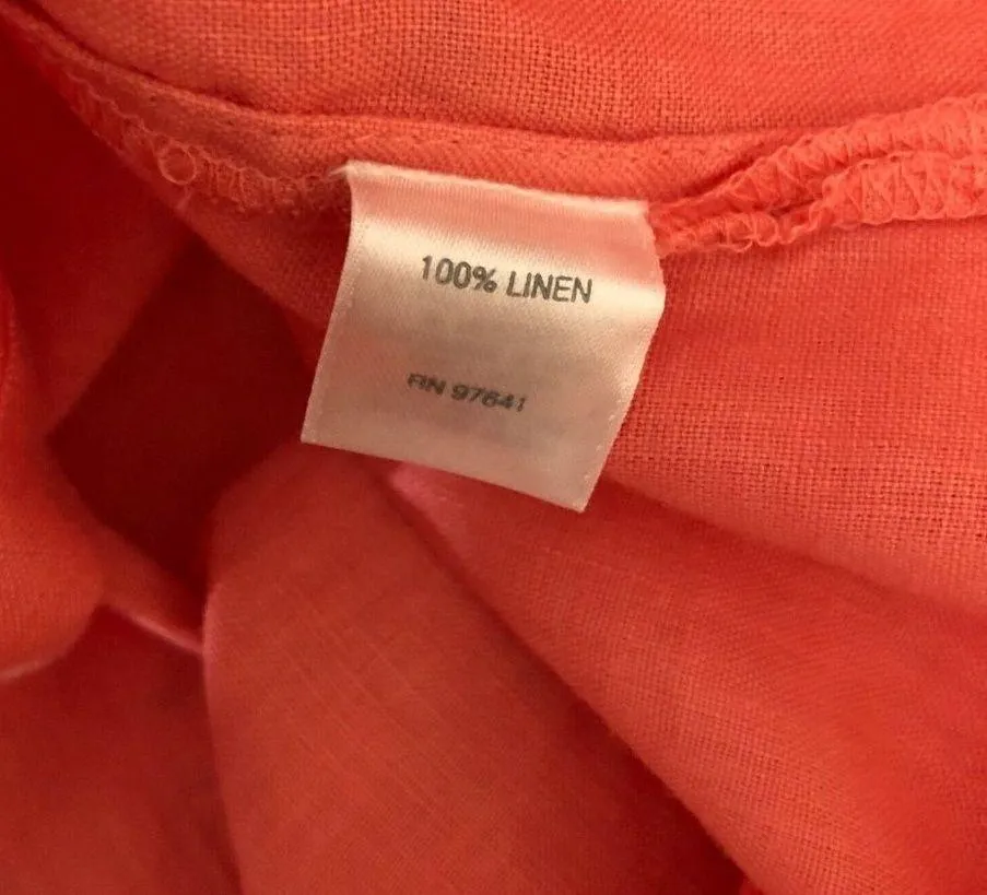 J Jill Love Linen Womens Tunic Top Button Front Side Slit Orange Coral L Petite - Image 4