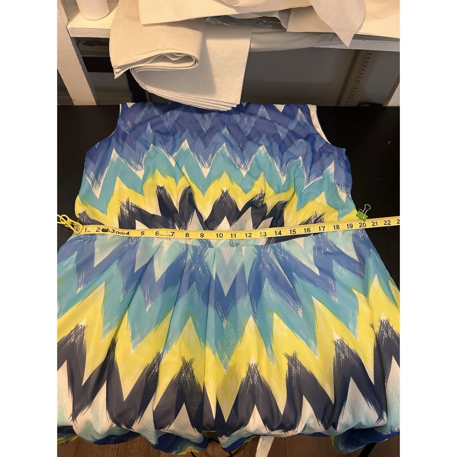 Dress Barn Size 16 Polyester Sleeveless Multi Colored Blue And Yellow Dress - Image 11