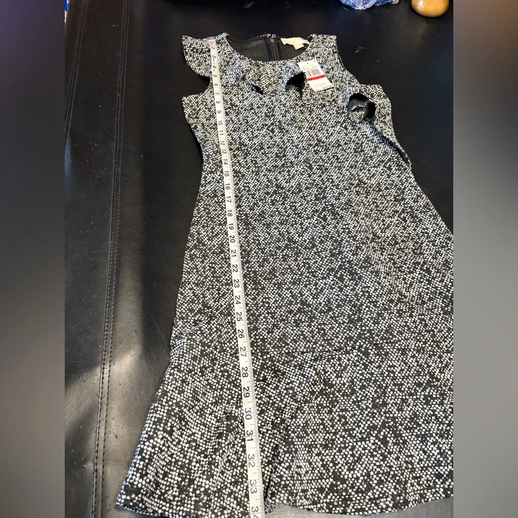 Michael Kors Dress Womens XS Black White Knit Mini A Line Sleeveless Ruffle NWT - Image 12