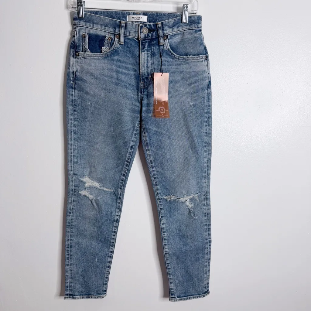 NWT Moussy Vintage Billings Skinny Distressed Denim Jeans Blue 26 Designer - Image 3