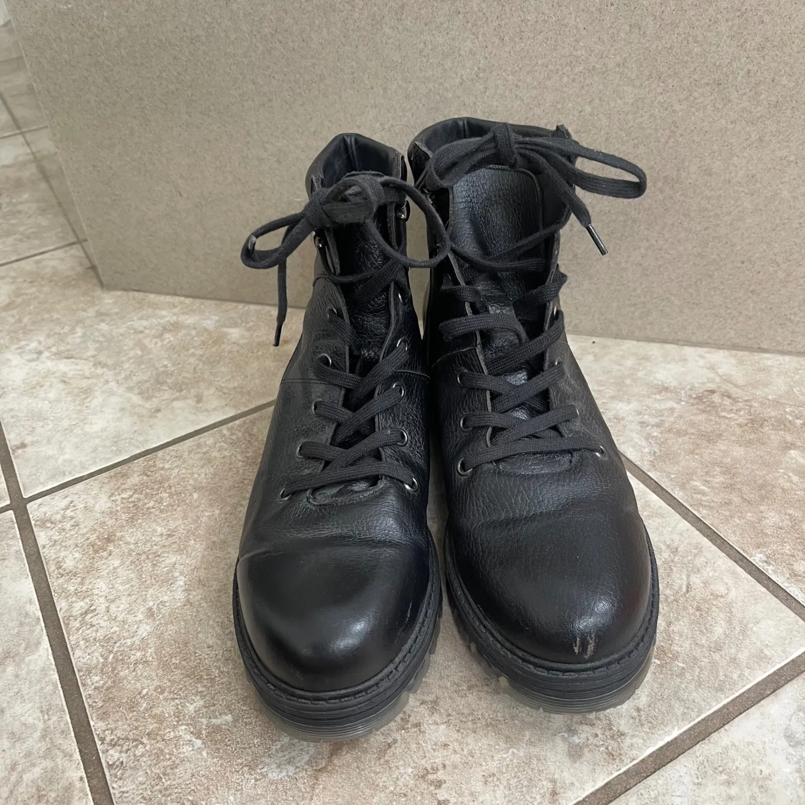 Avellini Made in Spain Leather Ankle Boots Women's Black Lace Up Size 40/usa 9 - Image 2